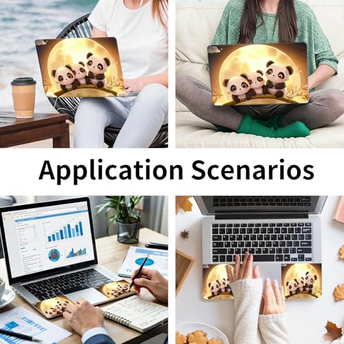15.6 Inch Laptop Skin Sticker, Reusable Vinyl Cover Protector with 2 Wrist Pad Skins, Removable Waterproof Scratch-Resistant for 12-15.6 Inch Laptop Notebook,Moon Panda - color: Moon Panda