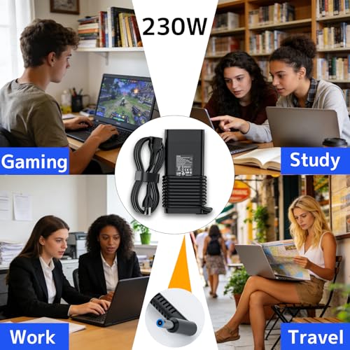 230W AC Charger for HP Omen Victus Pavilion Gaming Laptop Power Supply Cord | Compatible with HP ZBook Fury 16 17 G8-G10 ,Envy 16 17, M41303-001 TPN-LA10 M85389-001 , 19.5V 11.8A 4.5*3.0 mm AC Adapter