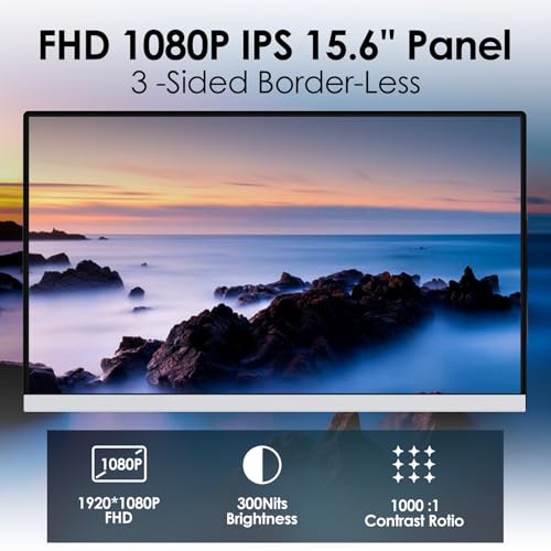 Redalf 15.6" FHD IPS Triple Portable Monitor for Laptop, Fits Laptops | Ultra-Thin Zero Frame, Compatible with Mac, Windows, Chrome, Plug and Play, Detachable Laptop Screen Extender - color: Grey
