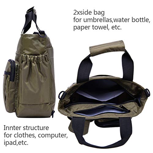 d'yallee Crossbody Messenger Bag Men Waterproof Shoulder Business Work Bag Nylon - color: Olive Green