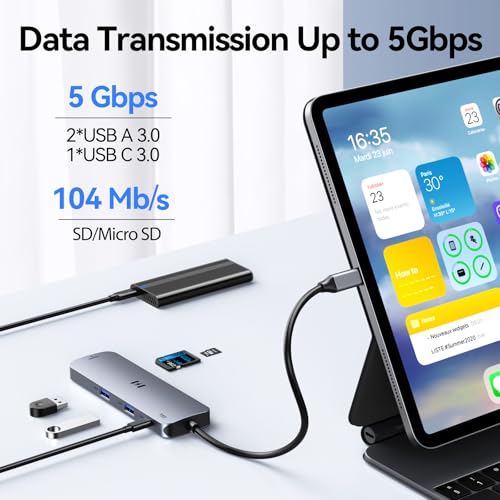 Selore USB-C Hub HDMI Adapter 8-in-1 USB-C Video Hub 4K@60Hz USB-C Dongle | USB-C Hub with HDMI, USB-C Data Port, 100W PD, Docking Station for MacBook Pro/Air Dell XPS/Lenovo Thinkpad/HP/Surface/Yoga