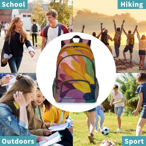 Abstract Feather Large Backpack for Women and Men Waterproof Travel Laptop Backpack Lightweight Business Work Daypack Fits 17 Inch Computer - color: Multicolor 4