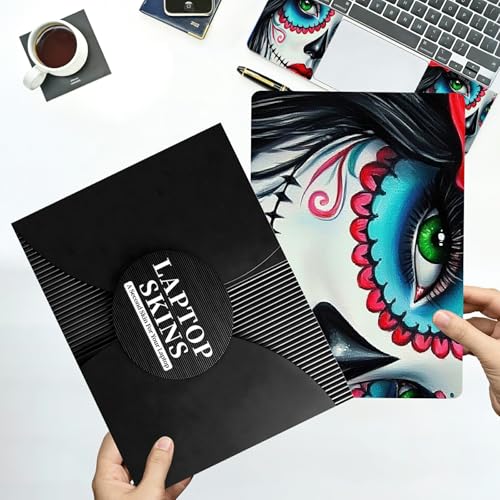 Universal Laptop Skin Sticker with 2 Wrist Pad Decals, 3-Piece Removable Vinyl Laptop Cover, Sugar Girl Skull Waterproof Anti-Scratch, Easy-Trim Fit for 13.3" 14" 15.6" Laptops - color: Sugar Girl Skull