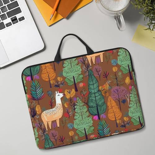14 inch Laptop Sleeve with Handle Shockproof Laptop Bag Waterproof Computer Cover Bag Alpaca in The Forest Briefcase