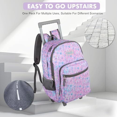 Tilami Rolling Backpack 18 inch Double Handle Wheeled Boys Girls Travel School Children Luggage Toddler Trip - color: Pink Shell