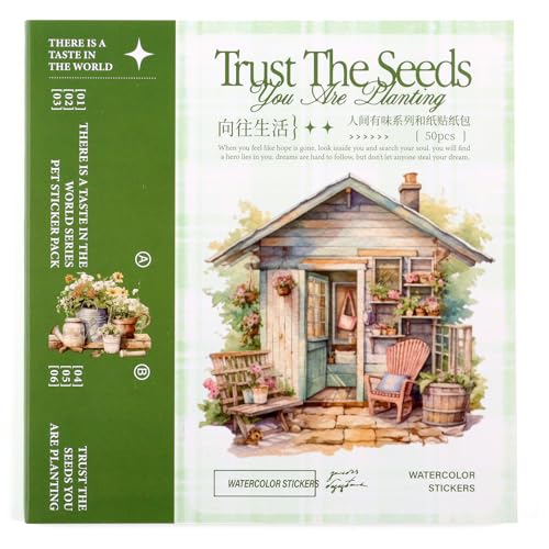 Garden Scrapbook Stickers 50 Sheets journaling Sticker 400 Pre-Cut Washi Stickers Scrapbooking Supplies Collage Decorative DIY Arts Craft Making - color: Green