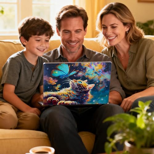 Universal Laptop Skin Sticker Decal for 11.6”12" 13" 13.3" 14" 15" 15.4" 15.6" Reusable Waterproof Scratch-Scratch Resistant Protective Vinyl Laptop Notebook Skin Stickers - Galaxy Cat and Butterfly - color: Galaxy Cat and Butterfly