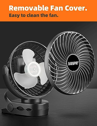 6'' Clip Fan, Portable Clamp Fans with Hanging Hook, 5000mAh Rechargeable Battery Fan, 3 Speeds, 720° Rotation, Quiet, Strong Grip Clamp, 7-30 Working Hours for Camp Stroller Bed - Black - style: 6'' Rechargeable Clip Fan with hanging hook