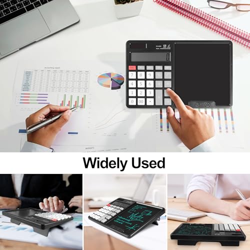 Calculator with Writing Pad - Solar & Battery Dual Power Supply - 12-Digit Large Display Calculator for Business and Office Use (HY-666S) - color: HY-666S