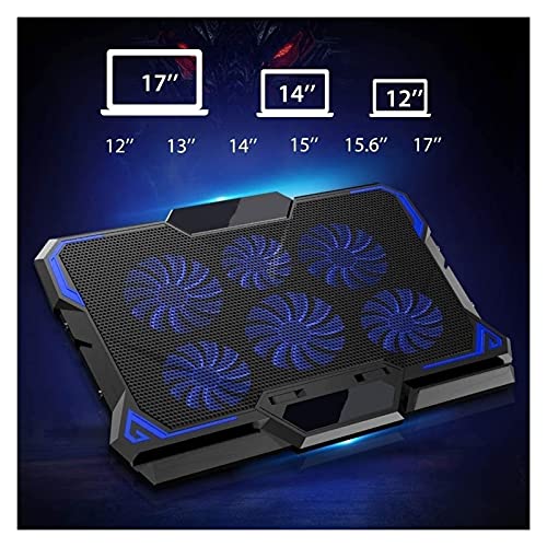 Laptop Cooling Pad 6 Fans Up to 17.3 Inch Heavy Notebook Cooler Blue LED Lights 2 USB Ports Blue-6fans