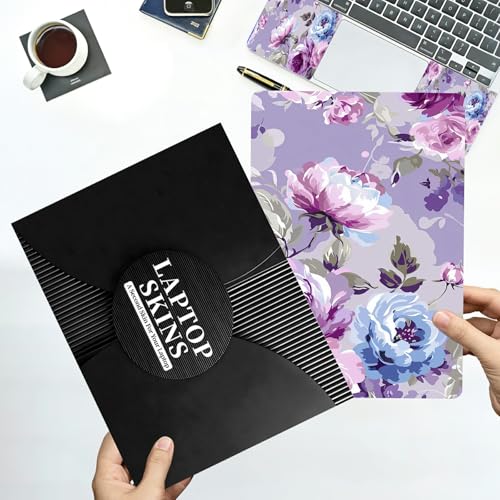 Universal Laptop Skin Sticker with 2 Wrist Pad Decals, 3-Piece Removable Vinyl Laptop Cover, Beauty Flowers Waterproof Anti-Scratch, Easy-Trim Fit for 13.3" 14" 15.6" Laptops - color: Beauty Flowers