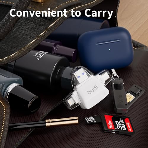 SD Card Reader for iPhone, 6-in-1 Micro SD TF Memory Card Reader Trail Camera Viewerport Adapter,Compatible with ipad/Android/Mac/Computer/Camera(White) - size: Mini