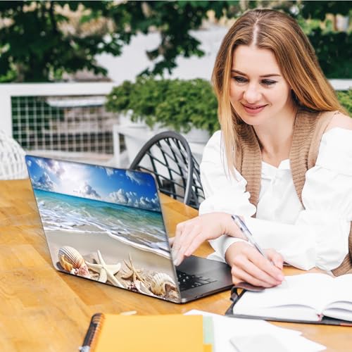 Laptop Skin Sticker Decal, Universal Reusable Vinyl Laptop Cover for 12" 13" 13.3" 14" 15" 15.4" 15.6" Notebook PC, Reusable Waterproof Scratch-Resistant with 2 Wrist Pads,Beach Starfish - color: Beach Starfish