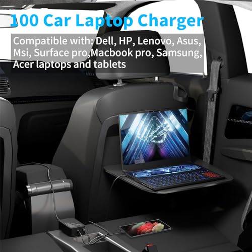 100W USB C Laptop Car Charger for Dell Latitude/Dell XPS, Lenovo Thinkpad/Yoga/IdeaPad, MacBook Pro/Air, HP Spectre/Elitebook, LG Gram, Samsung Acer Asus Chromebook Charger