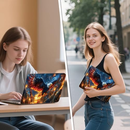 Universal Laptop Skin Sticker Decal, 12"-15.6" Aesthetic Vinyl Wrap, Bald Eagle Flying Galaxy Waterproof Notebook Cover Art Protector for MacBook HP Dell Lenovo, Fits 13" 14" 15" 15.6" - color: Bald Eagle Flying Galaxy