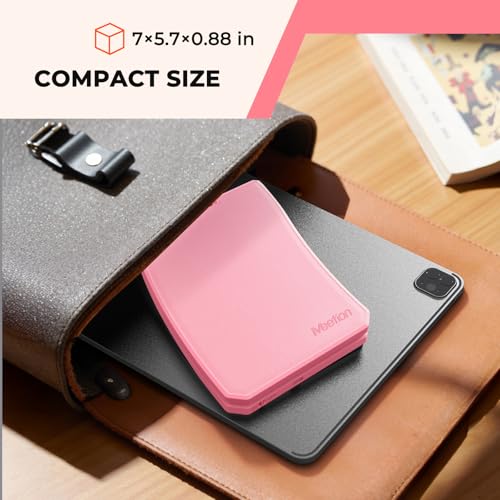 MEETION Foldable Ergonomic Bluetooth Keyboard, Split, Portable, Pink | Compact rechargeable folding keyboard with split ergonomic design, ideal for business travel, for Windows, Mac, iPad, Android - color: Pink