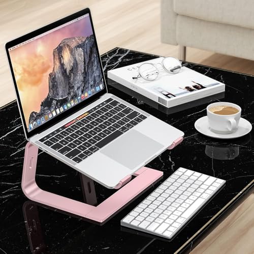 OMOTON Laptop Stand, Detachable Mount for MacBook Air/Pro Dell HP Rose Gold | 11-17" Laptop Holder for Desk, Notebook Computer Mount, Lightweight Cooling for Desk, Ergonomic Home Office - color: Rosegold
