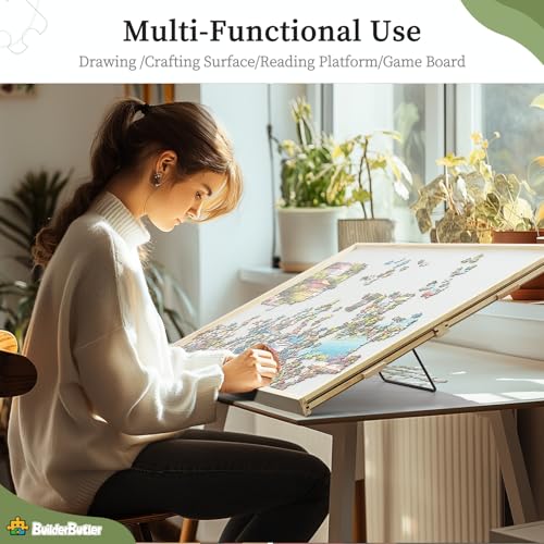 BuilderButler 2000 Pieces 2-in-1 Tilting & Rotating Puzzle Board – Portable Easel Puzzle Table with 4 Drawers & Cover, 40.16"x28.5" for Puzzling, Fuse Beads, Diamond Painting - size: Large-2000