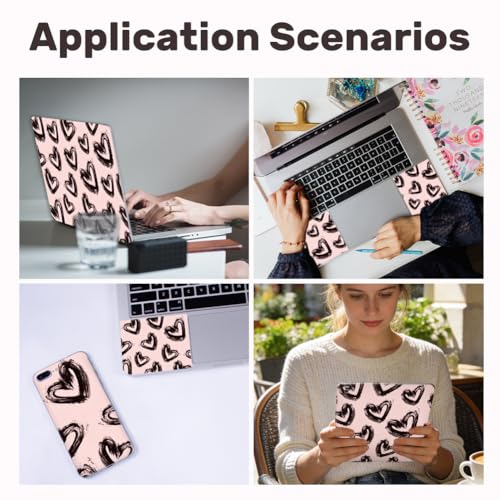 3Pcs Black Hearts Laptop Skin Sticker Universal Removable Vinyl Stickers Fits for 12.1 13 14 15.6 16 Inch Waterproof Notebook Decal Cover Gift - color: black and pink
