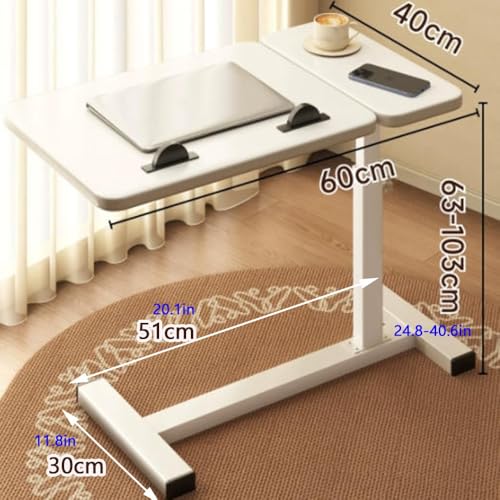 Wooden Side Table for Couch C Shaped Bed Table Rolling Laptop Table Adjustable Overbed Table Folding Nightstand with Tilting Top(Black+Black) - color: Black+black