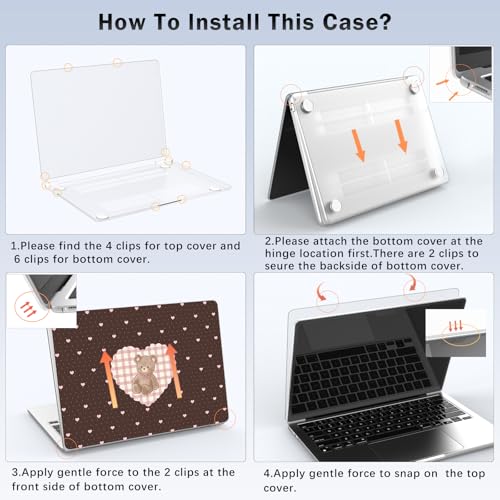 Compatible with MacBook Neo 13 inch Case 2026 Cute Bear Love Heart | Release Model A3404 with A18 Pro Chip | Protective Hard Shell Matte Cover for MacBook Neo 13'' - color: Bear Heart, size: MacBook Neo 13 inch