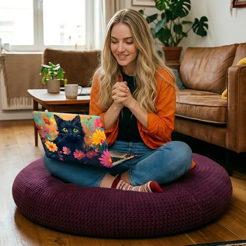 Mystic Black Cat Garden Art Universal Laptop Skin Sticker 3PCS, Protective Decal Trim-to-Fit 11.6" 13.3" 14" 15.6" Laptop Vinyl Cover, Removable Anti-Scratch Computer Decal Protector - color: Mystic Black Cat Garden Art