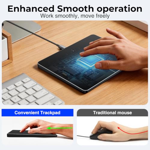 Wired Trackpad for Windows 10/11 – High-Precision Multi-Touch Portable Touchpad Mouse with Multi-Gesture, Ultra-Slim Aluminum Design, Compatibility for PC, Laptop, and Desktop Computers (dark) - color: dark