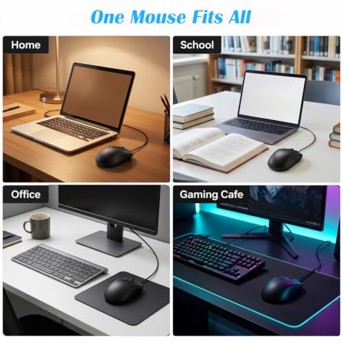 Wired Computer Mice 100 Pack Mini USB Silent Mouse Bulk, Ergonomic 3 Button Plug and Play Mice for Students Office School Home Remote Work PC