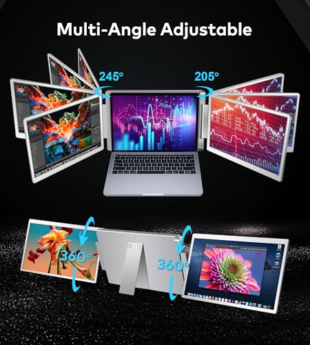 Laptop Screen Extender 16"-1200P 16:10 FHD Triple Monitor for 12-18.5" | Portable Monitor for Laptop with HDMI and USB-C Connectivity for MacBooks(NOT M1/M2/M3)/Wins, Chrome, Surface - size: 16"