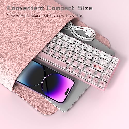 Womier 60% Keyboard Gaming Pink - Wired Pink Creamy Mechanical Keyboard | Hot-Swappable RGB Custom Mini Key board with Arrow Keys/Software Supported, Prelubrication Linear Switch (WK68-Pink) - color: WK68-Pink