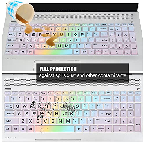 Keyboard Cover Skin Compatible HP Pavilion x360 15.6 15-BR075NR/ HP Pavilion 15.6" 15-BS 15-BW 15-CC 15-CB 15-CD/HP Envy x360 15M-BP 15M-BQ,HP Envy 17M 17-BS Laptop Keyboard Cover(Rainbow 11) - color: CH11