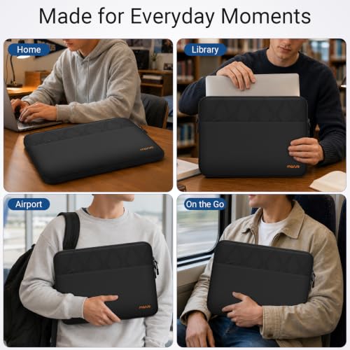 MOSISO Laptop Case 13.3 inch, 13-13.3 inch Laptop Sleeve, Black | Compatible with MacBook Neo/Air 13.6/Pro 13/Pro 14, HP Dell ASUS Lenovo,Polyester Rhombus Bag with HorizontalPocket&Belt