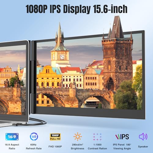 KEFEYA Laptop Screen Extender 15.6", FHD 1080P Portable Triple Monitor for Laptops 13-17.3", 0.16" Ultra-Thin Dual Laptop Monitor Extender for Windows/Mac/Dex/Chrome/Surface, Plug n Play - size: 15.6" Screen Extender