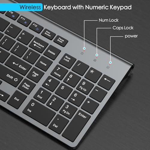 JOYACCESS Wireless Keyboard, 2.4G Slim and Compact Wireless Keyboard with Numeric Pad for Laptop, MacBook Air, Apple, Computer, PC(Black and Grey) - color: black grey
