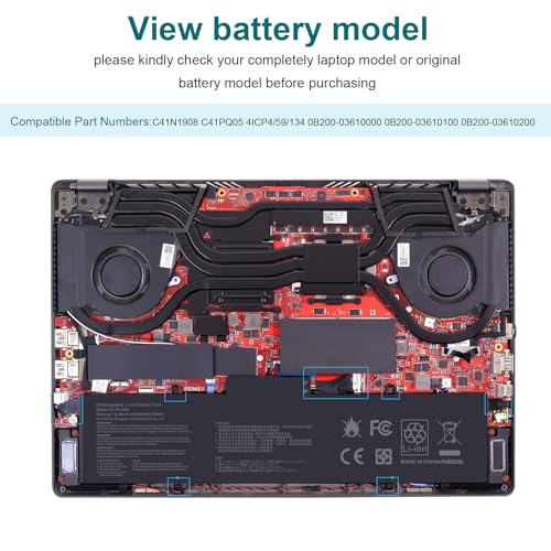 ASUNCELL C41N1908 Battery Replacement for Asus ROG Zephyrus G14 GA401II GA401IV GA401IH GA401IU GA401IV GA401IV-BR9N6 GA401Q GA401QH GA401QM - size: 11.4*5.98*0.2inch C41N1908