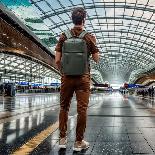 Waterproof Laptop Backpack for Men & Women, Flight Approved Anti-Theft Daypack with 15.6-inch Laptop Sleeve (Green) - color: Green