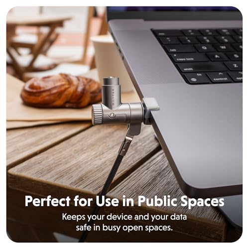 HyperShield MacBook Pro Cable Laptop Lock — Tool-Free MacBook Security Lock w/ 6.5 Ft. Steel Cable, Full Port Access — for 14” & 16” Apple Silicon Devices — Ideal for Public Spaces