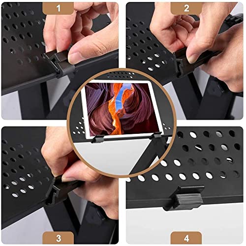 2020 New Laptop Table, Adjustable Laptop Stand with Large Cooling Fan & Mouse Pad, Foldable Book Stand Notebook Holder for Bed Couch Sofa Office