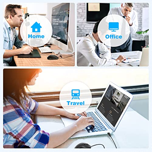 TECKNET Wired Mouse, USB Wired Computer Mice, 3600DPI 4 Adjustable Levels, 6-Button Ergonomic Mouse for Laptop PC Desktop Notebook - Black - color: Black