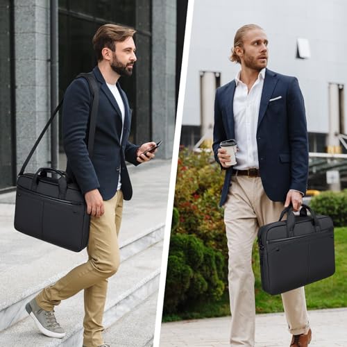 RAINYEAR 15.6 Inch Laptop Bag Expandable Shoulder Bag with Handle for Men | Waterproof Laptop Messenger Bag Large Capacity Computer Laptop Briefcase with Pockets for Travel Business Work Office, Black