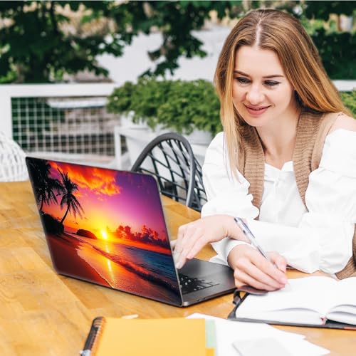 Laptop Skin Sticker Decal, Universal Reusable Vinyl Laptop Cover for 12" 13" 13.3" 14" 15" 15.4" 15.6" Notebook PC, Waterproof Scratch-Resistant with 2 Wrist Pads, Easy to Apply & Remove,Beach Sun - color: Beach Sun