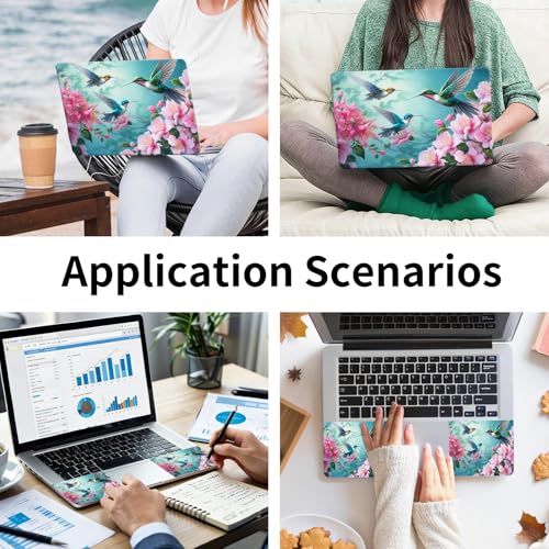 15.6 Inch Laptop Skin Sticker, Reusable Vinyl Cover Protector with 2 Wrist Pad Skins, Removable Waterproof Scratch-Resistant for 12-15.6 Inch Laptop Notebook,Three Humming Birds - color: Three Humming Birds