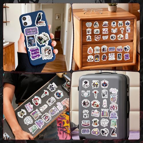 Dark Romance Stickers for Adults - 100 Pcs Gothic Bookish Water Bottle Stickers, Holographic Waterproof Scrapbook Sticker for Book Lover, Vinyl Decals for Vision Board Laptop Journal - style: Dark Romance