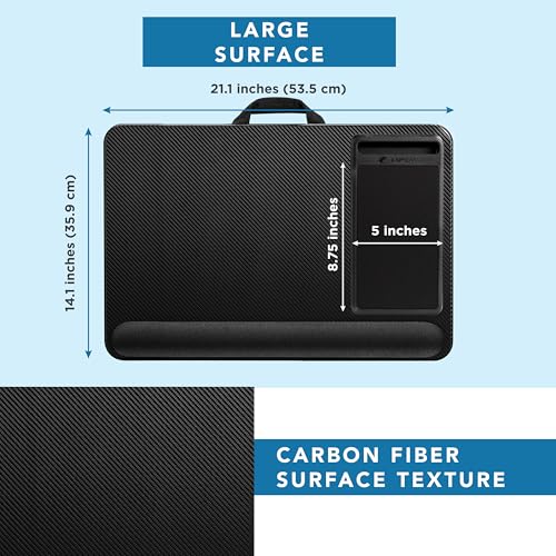 LAPGEAR Home Office Pro Lap Desk - Black Carbon, Fits 15.6” Laptops - color: Black Carbon, size: Home Office Pro W/Wrist Rest