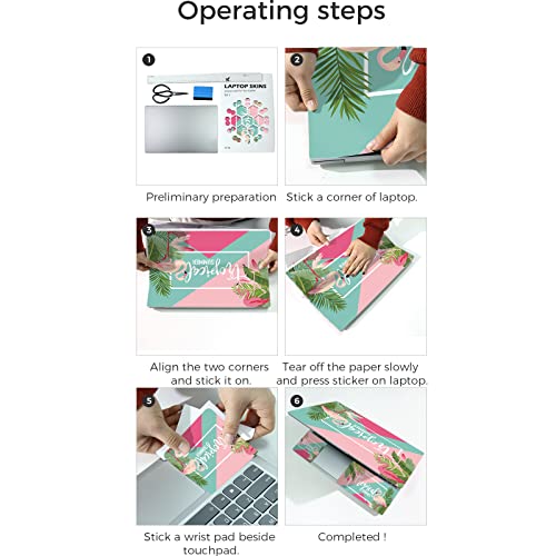 Laptop Skin Sticker,13.3 14 15 15.4 15.6 inch Laptop Skins,Universal Vinyl Decal,Dustproof Scratch Resistant Reusable Cover Protector with Free 2 Wrist Pads (Summer) - color: Summer