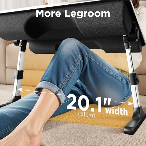 FoldWise 2-in-1 Bed & Lap Desk with Soft Cushion, Adjustable Height & Angle | Wrist Rest, Leather, iPad Holder & Stopper - Foldable Laptop Stand for Bed & Couch, Portable Bed Table Tray for Adults & Kids - color: Black
