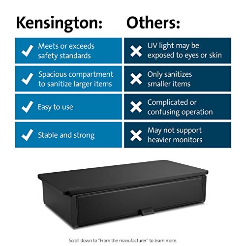 Kensington Monitor Stand Riser UVStand™ with UV Disinfection Compartment, Computer Monitor Stand with Storage Drawer, Desktop Monitor Riser for Monitor Up to 34", Black K55100WW 27" x 14" x 7"
