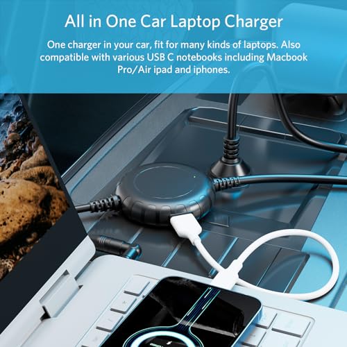 Belker 100W 90W 65W USB C Universal Laptop Car Charger with 16 Tips | for HP Dell Asus Lenovo Samsung MacBook Pro Air Google Chromebook Ultrabook Notebook Power Supply