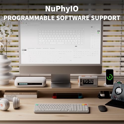 nuphy Node100 Wireless Mechanical Keyboard, Hot Swappable Custom Low Profile Keyboard, 103 Keys Computer Gaming Keyboards, Supports Touch Gestures, PBT Keycaps, RGB Backlit, Bluetooth/2.4GHz/USB-C - color: White, size: Low-profile Red Nano Switch