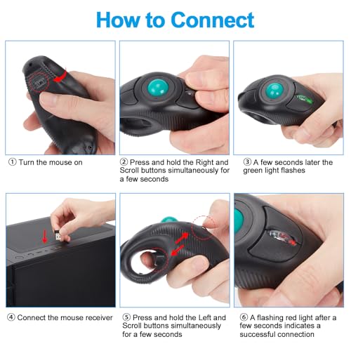 welspo Wireless USB Handheld Finger Trackball Mouse for Laptop Mac Window Computer
